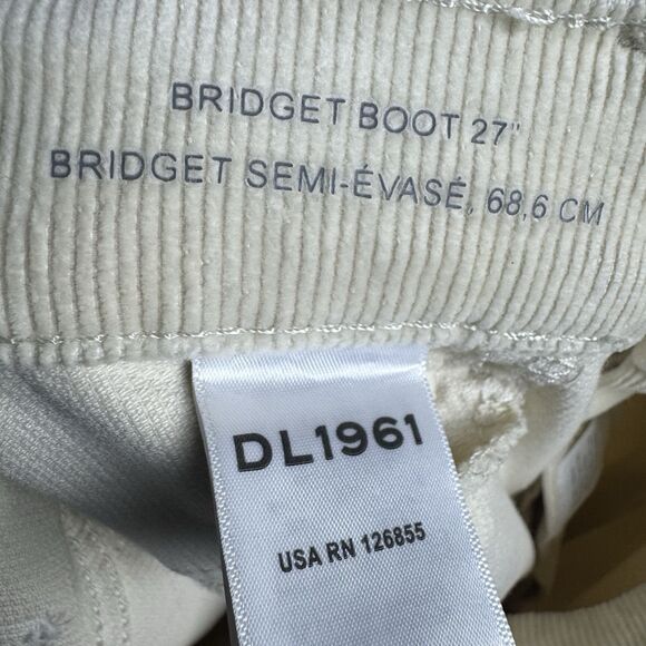 NWT DL1961 Corduroy Bridget Boot Instasculpt High Rise Jeans Ecru Cream Women 31 - Picture 10 of 16